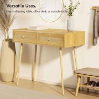 Combohome coiffeuse avec tiroirs en rotin naturel chambre à coucher vanité bureau de rangement pour maquillage couloir ou salon Console Table