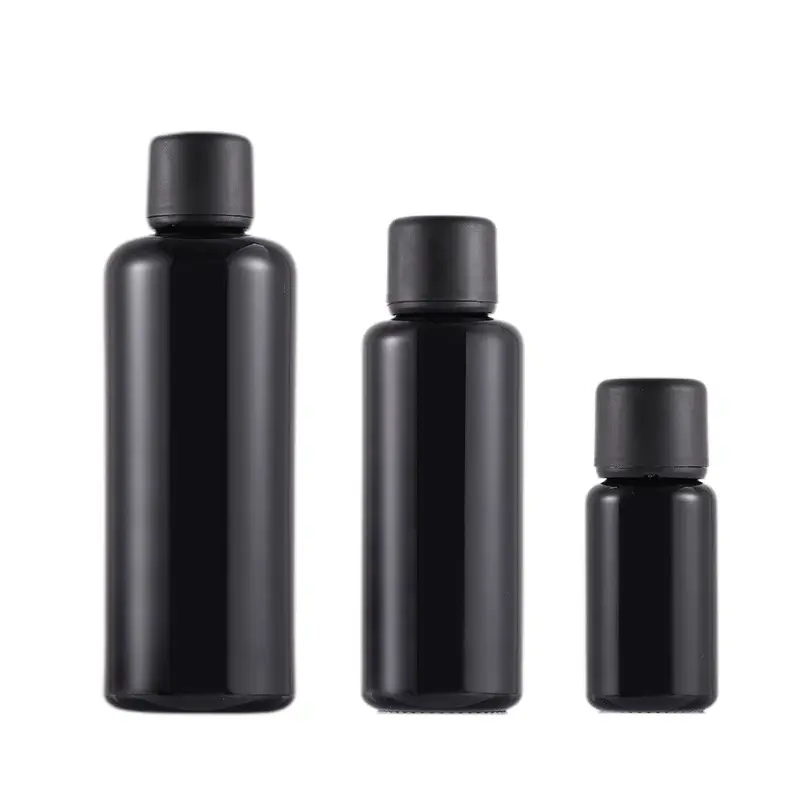 Flasche mit ätherischen Ölen aus schwarzem Glas mit manipulation sicherer Kunststoff kappe 10 ml 15 ml 30 ml 50 ml 100 ml 200 ml Glasflasche mit ätherischen Ölen