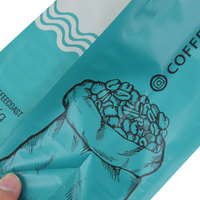 Vente en gros de sacs à café 250g 12oz avec logo personnalisé imprimé, sacs à café en plastique noir à fond plat avec valve et fermeture éclair