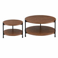 Tables basses avec structure en métal noir, ensemble de meubles de salon, table basse ronde moderne de luxe avec plateau en MDF