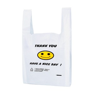 White Reusable Bulk Plastic T-shirt Bag Thank You Bag Restaurant Design Supermarket PE Plastic Tote Bag Promotion