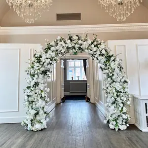 Produzione di eventi fiori finti realistici di alta qualità da giardino verde ghirlanda da arco a cerchio per fotografia all'aperto sfondo sfondo