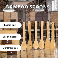 Lot de 6 mini-cuillères en bambou Maisons, économiques, pour la cuisine (miel, thé, café, sucre, sel et huile), lavage à la main uniquement