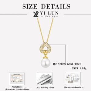 Collar con Colgante de <span class=keywords><strong>Perla</strong></span> de Plata de Ley 925 de Lujo, Chapado en Oro de 18K, con Circonita Cúbica en Forma de Corazón, Joyerí<span class=keywords><strong>a</strong></span> para Mujer, Proveedor Mayorista - Product Image 5