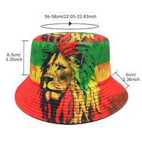 Sombrero de Pescador de Doble Cara Landfond, Estilo Panamá, con Estampado de Dibujos Animados de León, Estilo Rasta