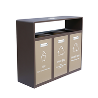 Poubelle extérieure en acier pour déchets séparés, bac à ordures métallique pour parc, rue, espace public, commerce, recyclage
