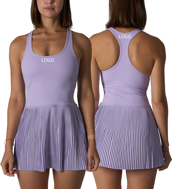 ST0903 Women Outdoor Breathable Sports Yoga Tennis Skirt Fakedone Piece Fitness Pleated Athletic Sports Dress With Pockets