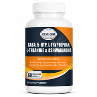 OEM Private Label GABA 5-HTP L-Tryptophan L-Theanin Ashwagandha Kapseln 60 Stück Schlaf Entspannung Stimmungsunterstützung Nahrungsergänzungsmittel