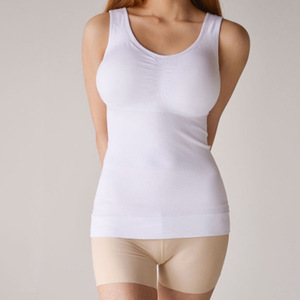 Débardeur gainant sans couture pour femme, effet ventre plat, sous-vêtement amincissant, blanc, couleur chair, en nylon fin, ajusté - Product Image 4