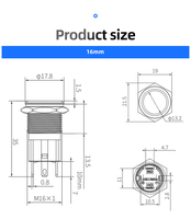 Botón Interruptor de 16 mm, IP65 Impermeable, Autobloqueante, con Luz Blanca de Alimentación, 15A, Metálico