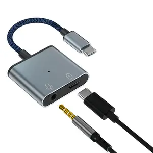 نوع C ايفي محول الصوت 2 في 1 USB-C إلى 3.5 مللي متر جاك سماعات Aux الصوت شحن محول
