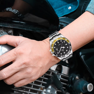 IIK Gb861C Người Đàn Ông Của Sang Trọng <span class=keywords><strong>Analog</strong></span> Thạch Anh Đồng Hồ Vàng Thép Không Gỉ 43Mm 22Mm Không Thấm Nước Kinh Doanh Đồng Hồ Đeo Tay Xoay <span class=keywords><strong>Bezel</strong></span> - Product Image 5