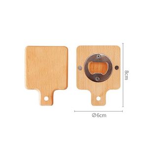 Abridor de Botellas de Cerveza de Madera de Haya Natural, Mini Abridor de Botellas de Madera Portátil con Imán - Product Image 3