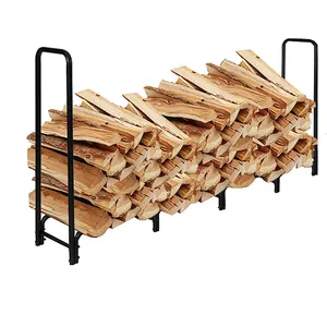 Dimensioni personalizzate Heavy Duty Indoor Iron metal 4ft 8ft 10ft supporto per legna da ardere supporto per tronchi scaffali per legna da ardere all'aperto