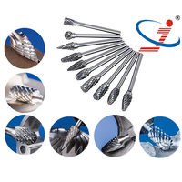 Fraiseuses rotatives en carbure de tungstène à longue tige pour le meulage et l'ébavurage de trous profonds, outils de fraisage en carbure monobloc à tige de 1/4 pouce