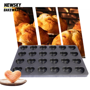 Stampo Antiaderente per 24 Cuori, Nero, per Muffin, Cupcake, Pane, Teglia da Forno per <span class=keywords><strong>Pasticceria</strong></span>, Caffetteria, Negozio di Dolci - Product Image 5