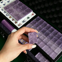 Tuiles de Mahjong en Acrylique Scintillantes Personnalisées en Gros, Blocs de Mahjong Faits Main Étincelants pour Ensemble de Jeu de Mahjong de Luxe