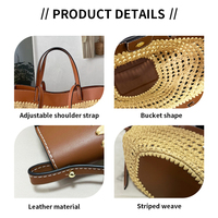 Usine certifiée BSCI/ISO, sacs à main en cuir véritable de grande capacité, sacs fourre-tout tissés en raphia, échantillon personnalisé disponible