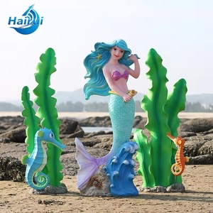 Scultura di Sirena in Fibra di Vetro Personalizzata per Esterni, Decorazione Creativa per Spiaggia, Simulazione di Corallo Marino - Product Image 4