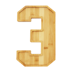 Plateau de service en bambou en forme de chiffre de 11,5 pouces, remplissable, pour charcuterie, viande et plats - Product Image 5