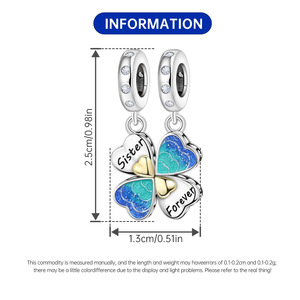 Colgante de corazón de cobre blanco para hermandad eterna, accesorio de joyería DIY para pulsera, para mujer - Product Image 3
