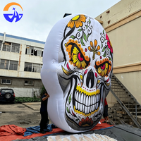 Grand toile de fond coloré en forme de crâne pour événements festifs et décoration de maison hantée avec souffleur – Mur géant gonflable de crâne en sucre pour Halloween