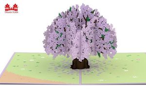 Carte 3D Pop-Up Artisanale Exquise Arbre Jacaranda avec Design Unique de Fleurs Violettes – Cadeau Idéal Anniversaire et Anniversaire de Mariage - Product Image 2