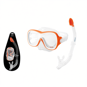 Set maschera per snorkeling Intex in policarbonato arancione bianco per bambini dagli 8 anni in su, ipoallergenico - Product Image 2