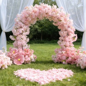 Arche de fleurs artificielles en soie rose pour mariage, décoration florale, toile de fond, art floral, vente en gros - Product Image 1
