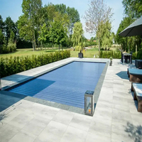 Couverture de piscine électrique de sécurité avec télécommande, en matériau PC, à lamelles, pour extérieur, couverture de piscine automatique