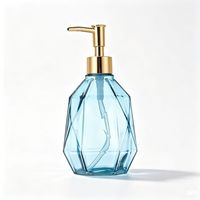 Vente en gros de flacons distributeurs de savon liquide en verre coloré en forme de losange de 400 ml avec pompe à lotion