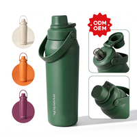 Bouteille d'eau isotherme de 24 oz avec bouchon rotatif à ouverture rapide, capuchon anti-poussière rabattable, Tritan sans BPA, pour la salle de sport, la course à pied et les activités de plein air