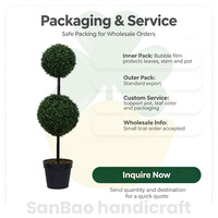 Arbre topiaire artificiel à double boule de 91 cm en buis, plante en pot pour la décoration intérieure de la maison et du bureau, pour Thanksgiving et les mariages