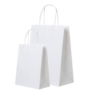 Custom Logo <b>Ivory</b> Board Recyclable Shopping Tote <b>Bags</b> with Cotton Rope Handles Flexographic Printing Flat Bottom Style - Product Image 3