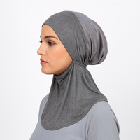 Nouvelle conception Ninja avec filet dos instantané Hijab Sport écharpe couleur unie Modal maille Base petit chapeau musulman bavoir Style pour malais