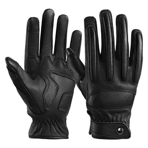 Guanti da <span class=keywords><strong>Moto</strong></span> <span class=keywords><strong>Vintage</strong></span> in Pelle per Uomo e Donna, per Motocross, Ciclismo, Sport all'Aperto, Palestra, Casual, Touch Screen, Traspiranti e Antivento - Product Image 6