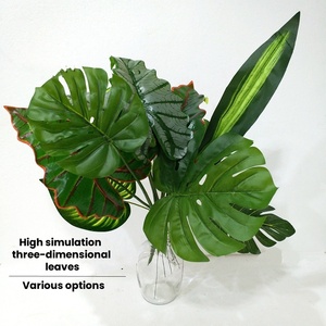 YOPIN-5068 Feuilles vertes artificielles de Monstera variées pour décoration murale de fond vert - Product Image 5