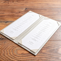 Porte-menu en cuir PU et lin, format demi-A4, style minimaliste, taille personnalisée, pour restaurant, café