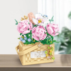 Nuevo Estilo Balody 21071-21072, Bloques de Construcción de Cestas de Flores de Girasol y Rosa, Ladrillos de Flores DIY, Decoración de Ramo Romántico - Product Image 3