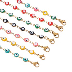 Pulsera de Ojo Turco al por Mayor, Cadena de Acero Inoxidable con Cuentas Esmaltadas de Colores, Joyería de Protección de la Suerte, Regalos para Hombres y Mujeres - Product Image 2