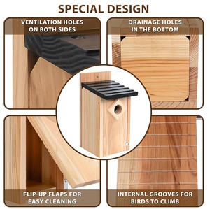 Ağaç asılı ahşap su geçirmez Bluebird evleri Mini kuş kınamak için açık havada sprey boya tedavisi klasik <span class=keywords><strong>Birdhouse</strong></span> yuvalama kutusu - Product Image 6