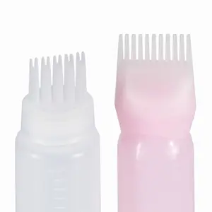 Hot bán rỗng 6 oz rỗng mềm có thể ép nhựa salon tóc dầu Pha Chế màu nhuộm Lược Applicator với đo lường