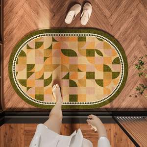 Alfombra de Baño Geométrica Retro de Tierra de Diatomeas, Ovalada, Antideslizante y Absorbente, para la Entrada del Baño - Product Image 2