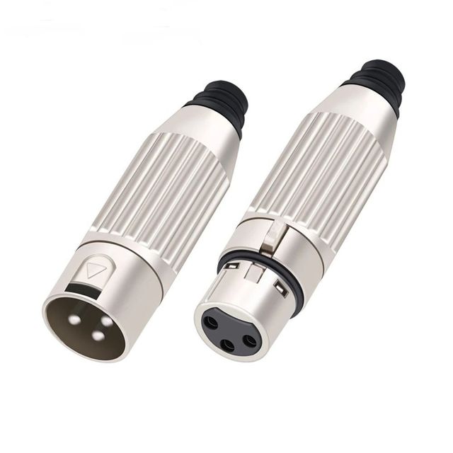 High Quality 3-Pin Metal XLR Connector Male Female Microphone Plug Adaptor Connector