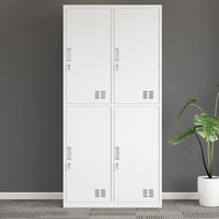 Casillero de acero metálico de 4 puertas con cerradura de llave para vestuarios y oficinas Gabinete de ropa para almacenamiento y organización