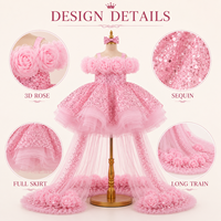Robe de princesse de luxe pour filles, épaules dénudées, à sequins, pour concours de beauté, demoiselle d'honneur, mariage, fête d'anniversaire
