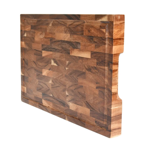 เขียงไม้อะคาเซียปลายหนาสำหรับหั่นแบบดึงกลับได้พร้อมร่องน้ำผลไม้และที่จับสำหรับห้องครัว - Product Image 3