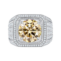 8 bagues pour hommes en argent sterling 925 plaqué or blanc, coupe ronde, 2 carats, VVS GRA, moissanite colorée, bijoux avec certificat