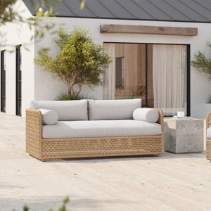 Barato de alta calidad cómodo impermeable muebles al aire libre jardín Patio mimbre sofá de mimbre con cojines suaves - Product Image 4