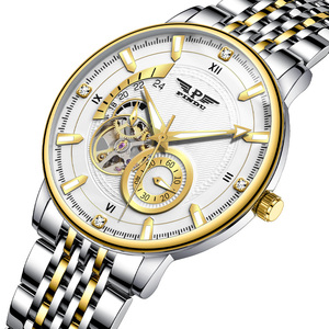 Reloj Mecánico Automático para Hombre PINDU, Elegante, Semi-Squeletizado, con Marcadores de Hora de Diamantes - Product Image 1